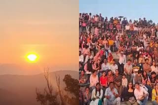 Etv Bharattourists-watched-last-sunset-of-this-year-in-rajaseat-at-madiker