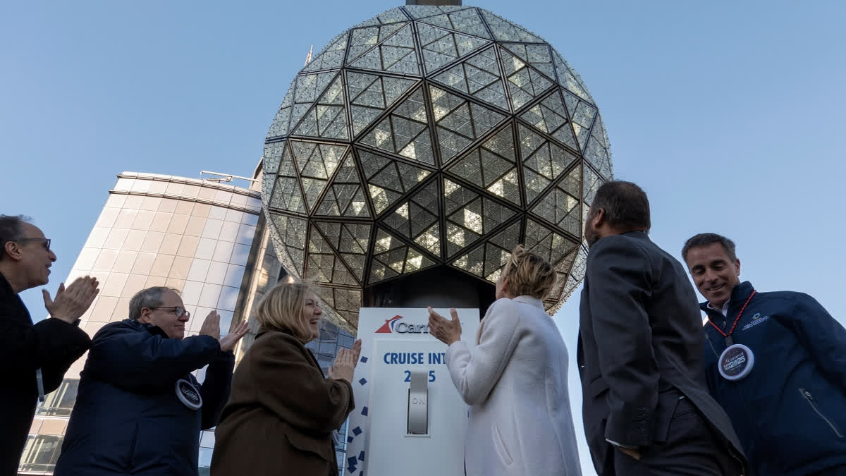 New Year's Eve preparations are underway in Times Square in New York, Monday, Dec. 30, 2024.