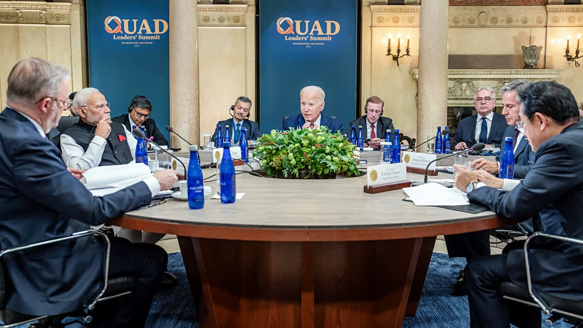 Prime Minister Narendra Modi, US President Joe Biden, Australian PM Anthony Albanese and Japanese PM Fumio Kishida at the Quad Leaders' Summit, in Wilmington.