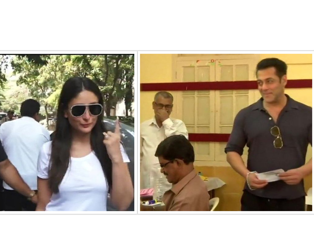 Actress Kareena Kapoor Khan and Salman Khan cast their vote in Mumbai