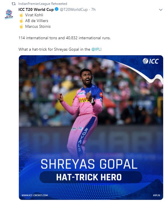 RCB, RR, IPL 2019, Shreyas Gopal