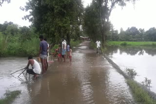 roads filled with water due to heavy rain 