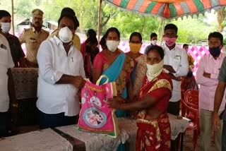 Mla aruri ramesh distributed groceries to poor