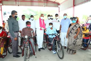 Mla Korikanti chandar provided a tricycle