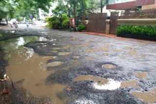 Vehicle owners suffer due to potholes on road in Nashik