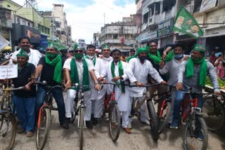 Cycle procession organized on the foundation day of RJD in Munger