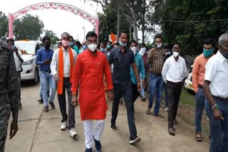 Minister of State Ramkishore Kavre reached his constituency for the first time after becoming a minister