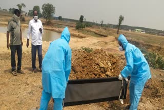 Funeral of the corona dead body