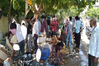 heavy rush at fish markets in husnabad on the occasion of mrugashira karte