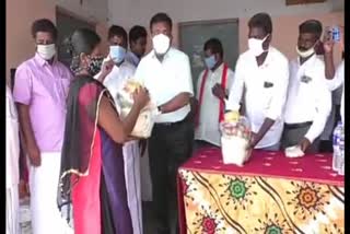 M P Thirumavalavan gives relief commodities in Perambalur