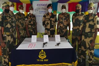 BSF seized yaba tablets with fire arms at suti