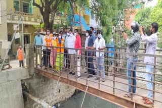 mla danama nagender inspected the overflow works of the canals in khairathabad