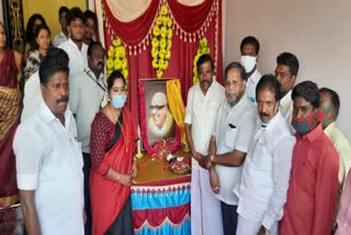 DMK members celebrate their Party former leader Karunanidhi birth anniversary in Trichy