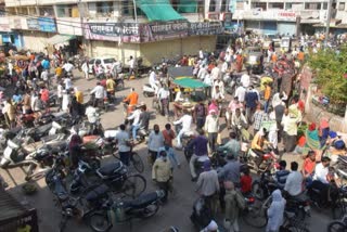 people gathered in market of parbhani