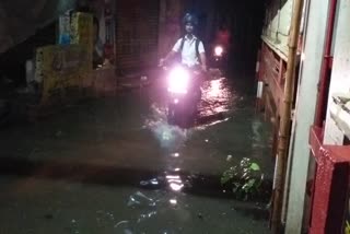 water filled on road due to rain