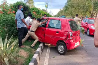 car accident in front of Kompally Cineplanet