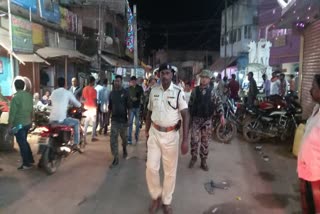 police patrolling in market on dhanteras festival