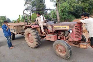 Forest department seized tractor with illegal sand