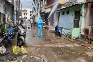 Spraying of sanitizer in itarsi