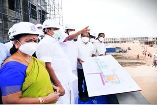 Chief Minister inspected construction work of the new Medical College at Namakkal