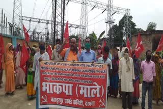 CPIM protest at Block Zone office demanding boat and ration in darbhanga
