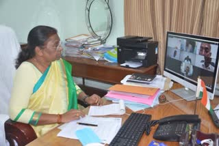 Video conferencing of Governor Draupadi Murmu with JPSC