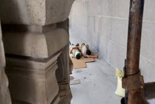 Home Guard sleep in the Yadadri Temple 