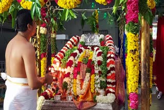 Unjal Seva Mahotsavam for Andal Amma at yadadri laxminarasimha swamy temple