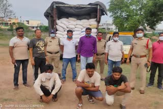 Seizure of illegally moving ration rice in mancherial district