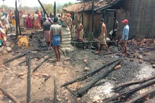 fire in a house due to short circuit in jamui