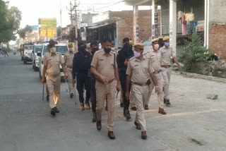 Police took flag march in bansoor, police action in alwar