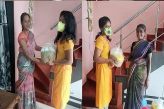 vidhi thakke distributing groceries kits