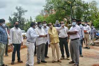 Collector Rajiv Gandhi inspects the construction of the new Collectorate building