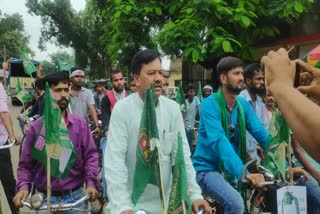 RJD protest march against rising petrol and diesel prices in begusarai