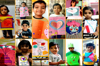 Children expressed gratitude towards teachers' education by making greeting cards, dance, clay modeling