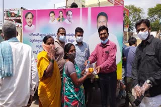 trs leader kuchadi srinvas rao distributed food to poor people at nirmal