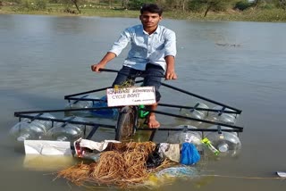 first prize for garbage removing cycle boat