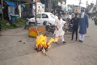 Congress burnt effigy of corona 