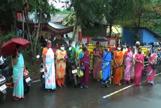 women's protest in front of police station in kambam
