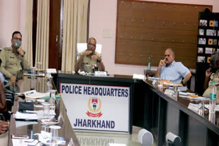 SP and Range DIG in Jharkhand held video conferencing meeting at Police Headquarter in ranchi
