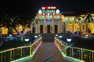 Pondy assembly decorated with lights