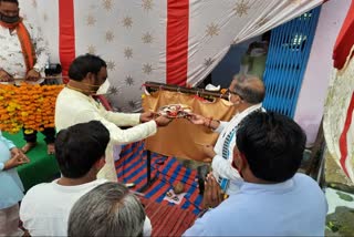 Guests performing Bhoomi Pujan