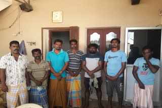 Q branch Policemen investigating SriLankan fishermen at Tuticorin