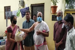 Groceries distribution to chilkuru balaji temple employees