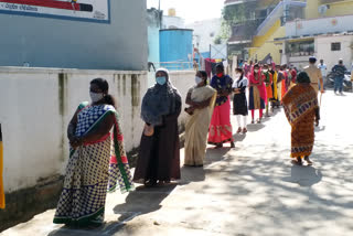 Voters standing in a row