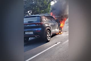 burning car in Matheran Ghat