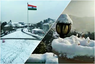 Tourists enjoy snowfall in Shimla as the state capital receives fresh snowfall