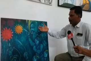 painting about corona, corona awareness in Bhilwara