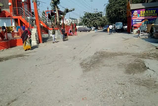 damaged road in dwarka sector one