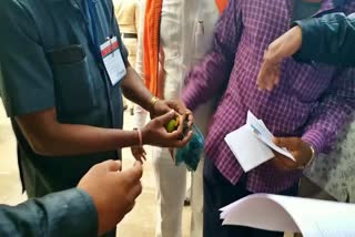 election candidate comes to vote counting centre with lemon